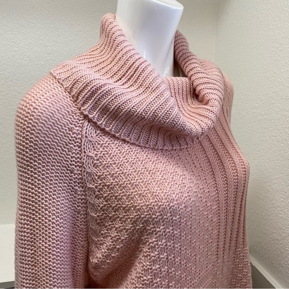 John Paul Richard 💘 Cowl Neck|Curved Hem|Dusty Pink|Block Knit Sweater|Sz 2X - Picture 4 of 10